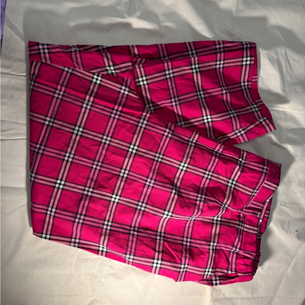 Dangerfield Vibrant Pink Plaid Pants